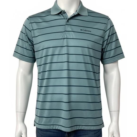 Columbia Polo Shirt Mens Size XL Blue Striped Lightweight Golf Outdoor SNAGS - Picture 1 of 9